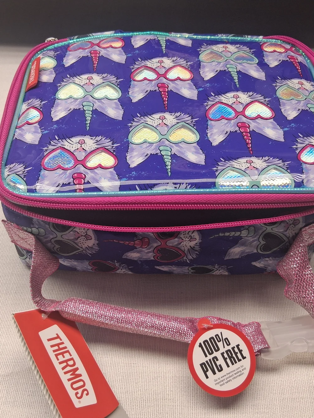 Thermos Kids Lunch Case in Blue with Pink Accents